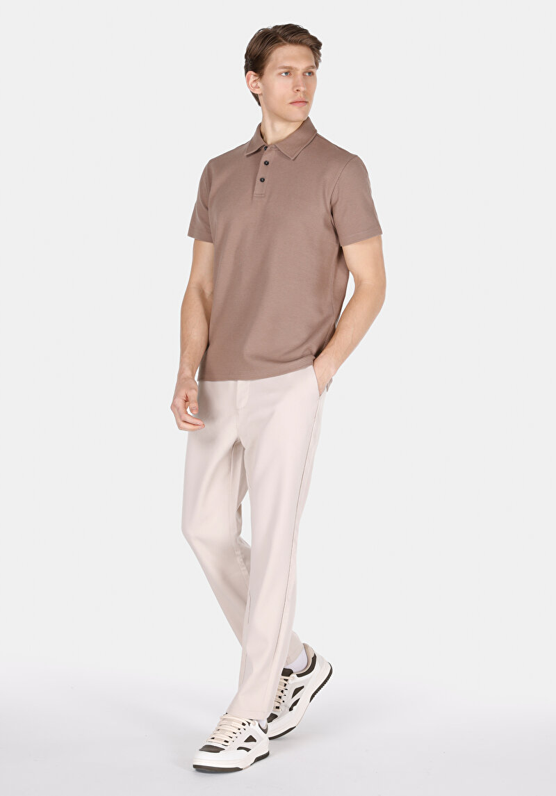 Regular Fit Polo Yaka Düz Erkek Gri Pamuklu Kısa Kol Tişört