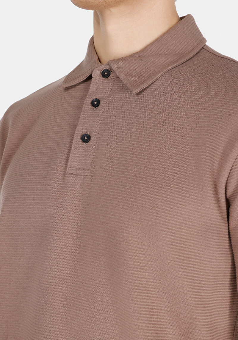 Regular Fit Polo Yaka Düz Erkek Gri Pamuklu Kısa Kol Tişört