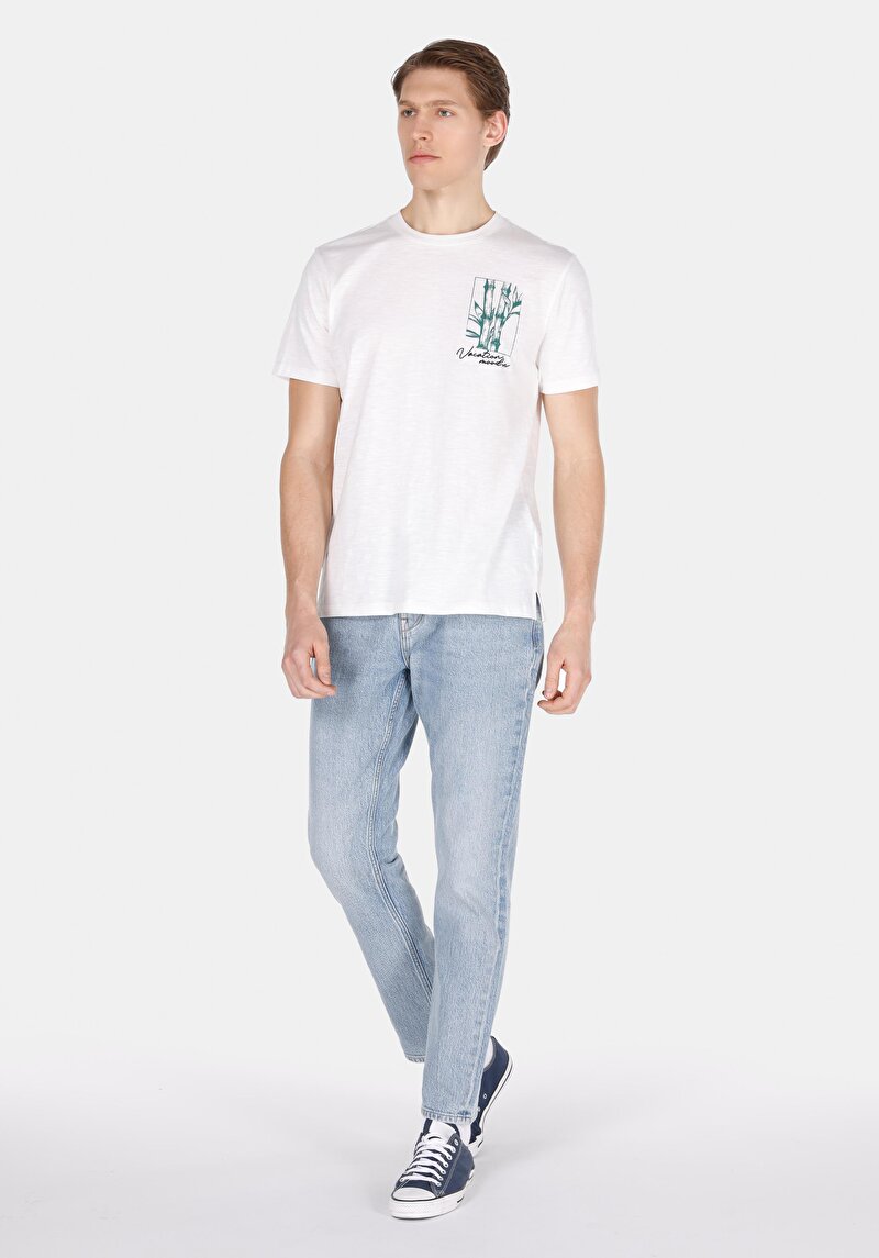 Regular Fit Orta Bel Daralan Paça Erkek Light İndigo Cepli Denim Jean Pantolon