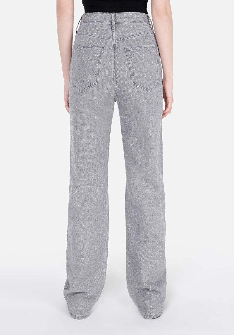 Straight Fit Yüksek Bel Düz Paça Kadın Lacivert Jean Pantolon