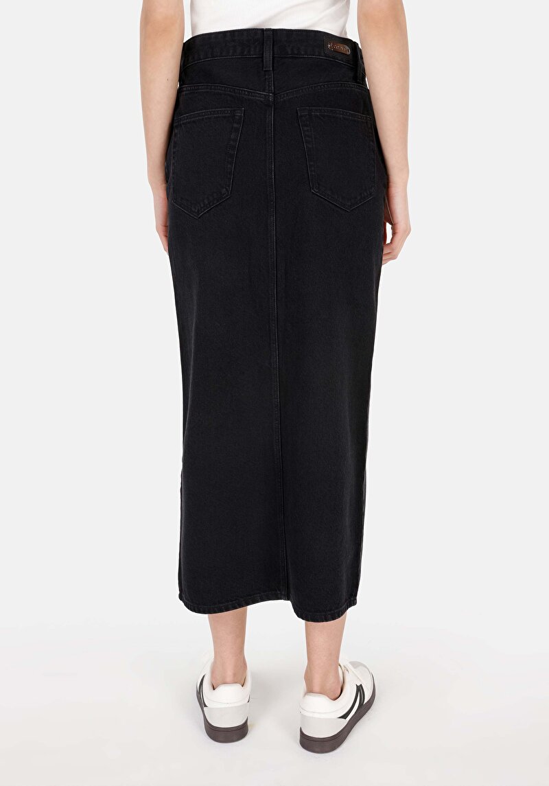 Slim Fit Kadın Siyah Etek