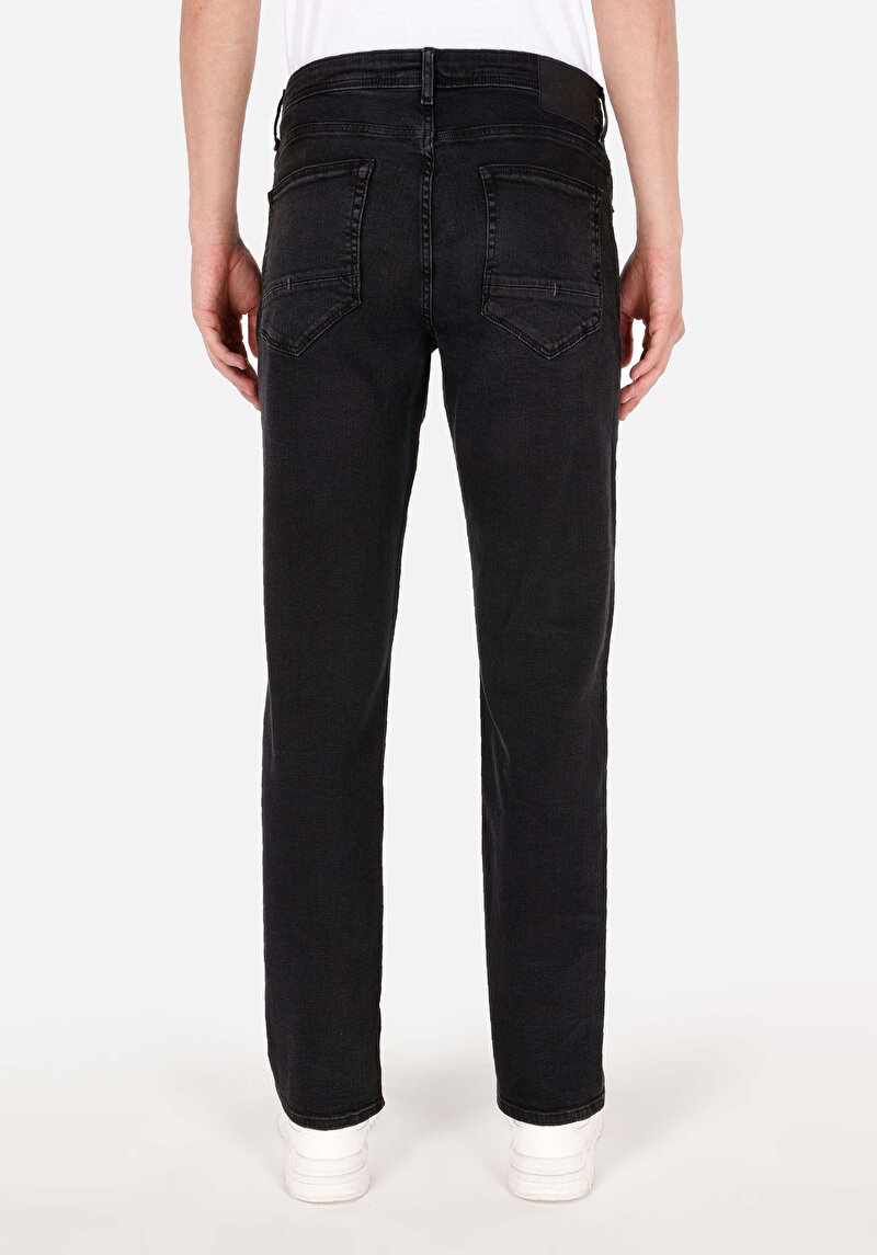 Regular Fit Orta Bel Düz Paça Erkek Lacivert Jean Pantolon