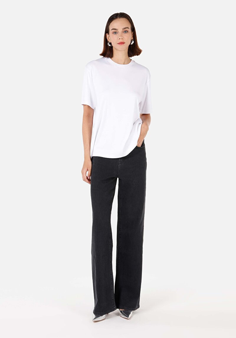 Regular Fit Kadın Siyah Jean Pantolon