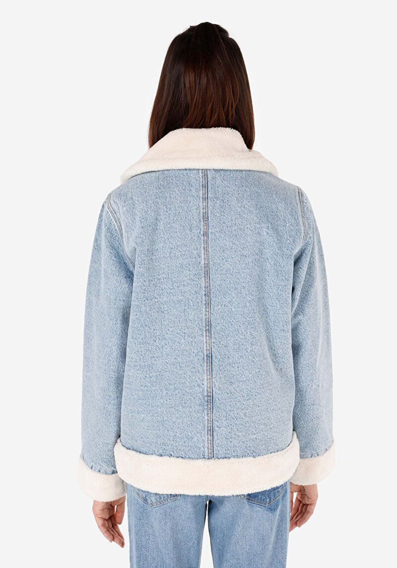 Regular Fit Kadın Denim Mavi Ceket