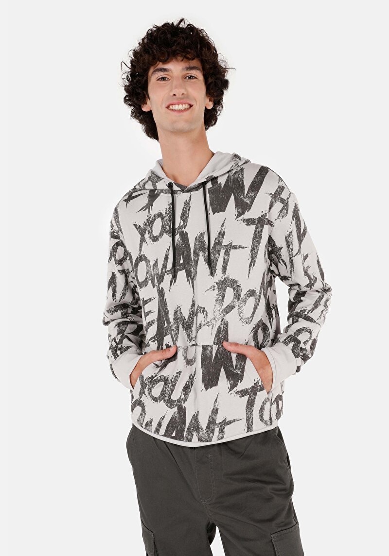 Regular Fit Pamuklu Erkek Gri Sweatshirt