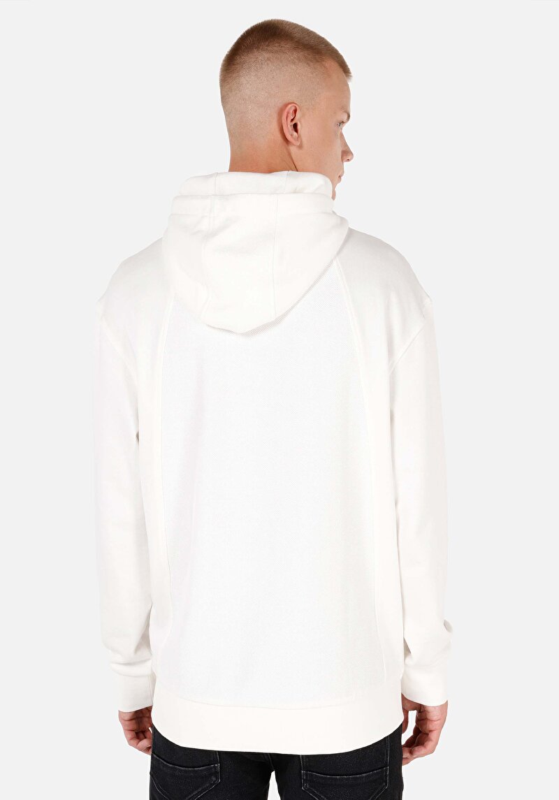 Comfort Fit Erkek Beyaz Sweatshirt