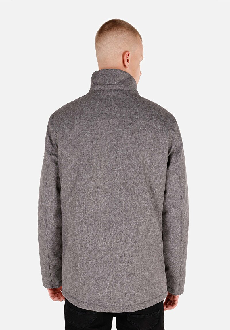 Regular Fit Kapüşonlu Erkek Gri Mont