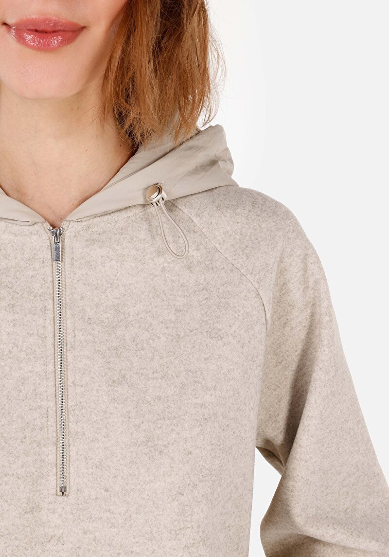 Regular Fit Kapüşonlu  Kadın Gri Sweatshirt