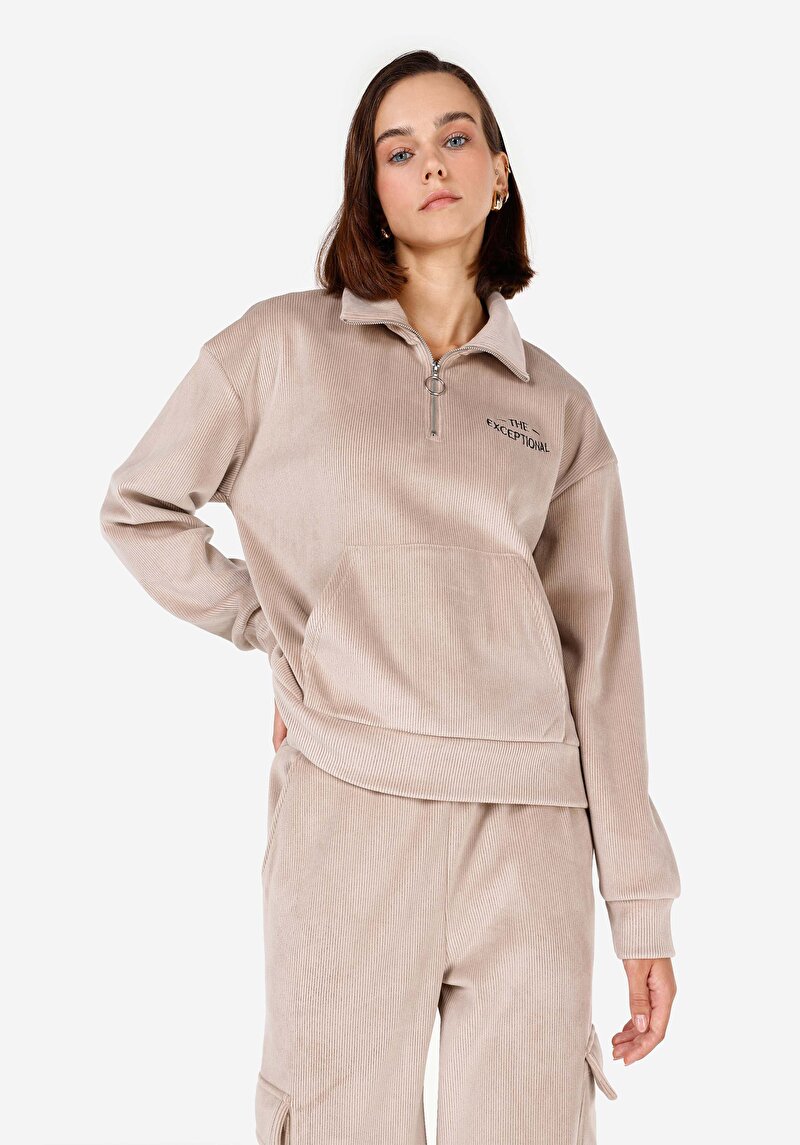 Regular Fit Fermuarlı  Kadın  Sweatshirt