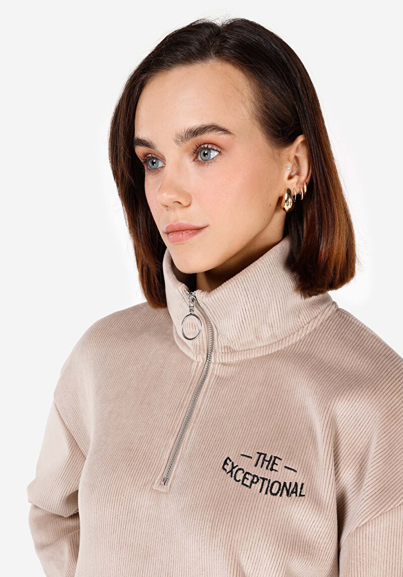 Regular Fit Fermuarlı Kadın Sweatshirt