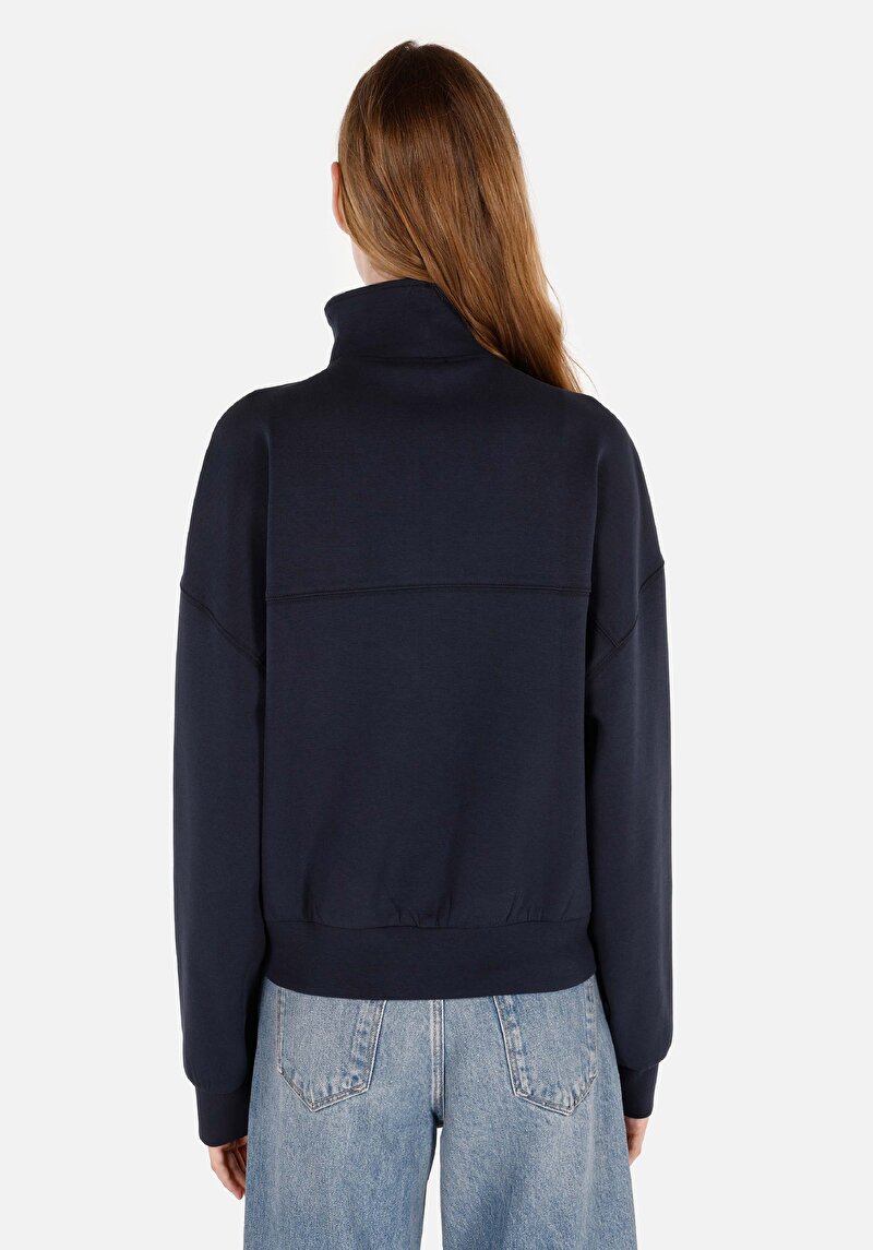 Regular Fit Fermuarlı  Kadın Lacivert Sweatshirt