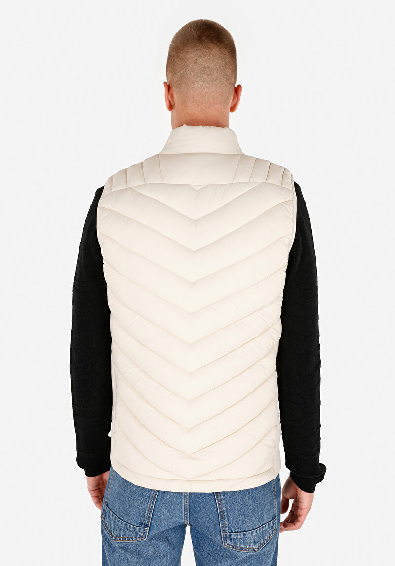 Slim Fit Erkek Ekru Yelek