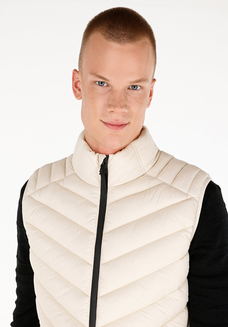 Slim Fit Erkek Ekru Yelek