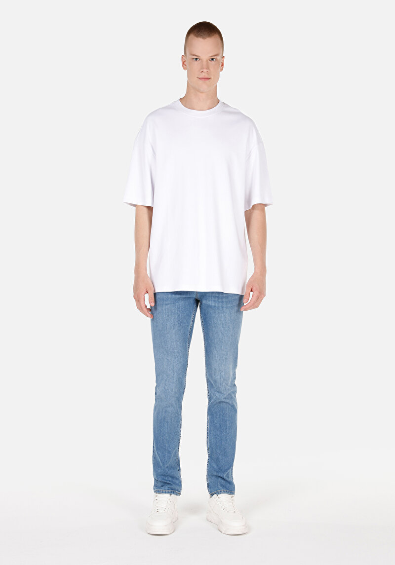 Straight Fit Düşük Bel Düz Paça Erkek İndigo Jean Pantolon