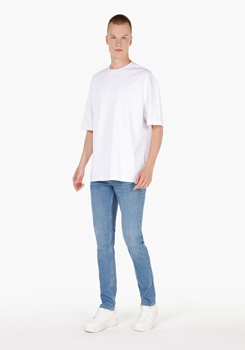 Straight Fit Düşük Bel Düz Paça Erkek İndigo Jean Pantolon