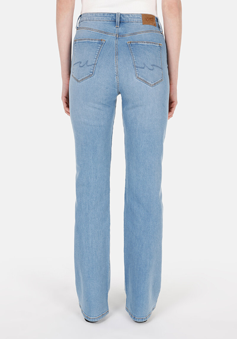 Regular Fit Orta Bel Bootcut Kadın İndigo Denim Jean Pantolon