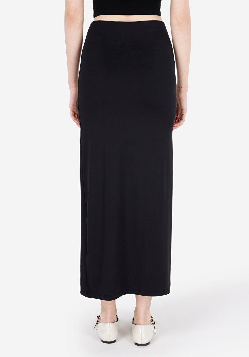 Slim Fit Düz Kadın Siyah Etek