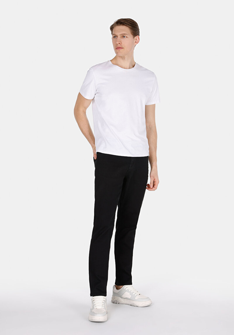 Regular Fit Orta Bel Daralan Paça Erkek Black Black Denim Pamuklu Jean Pantolon