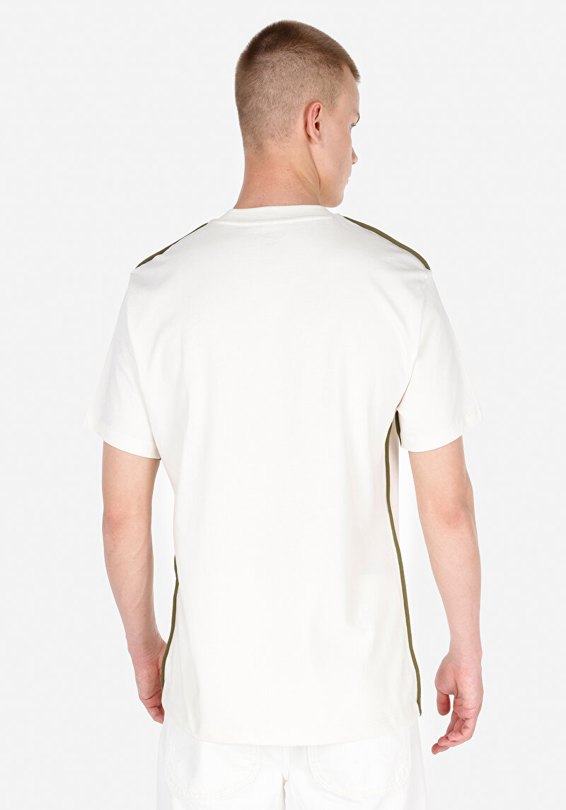 Comfort Fit Yuvarlak Yaka Düz Erkek Ekru Kısa Kol Tişört