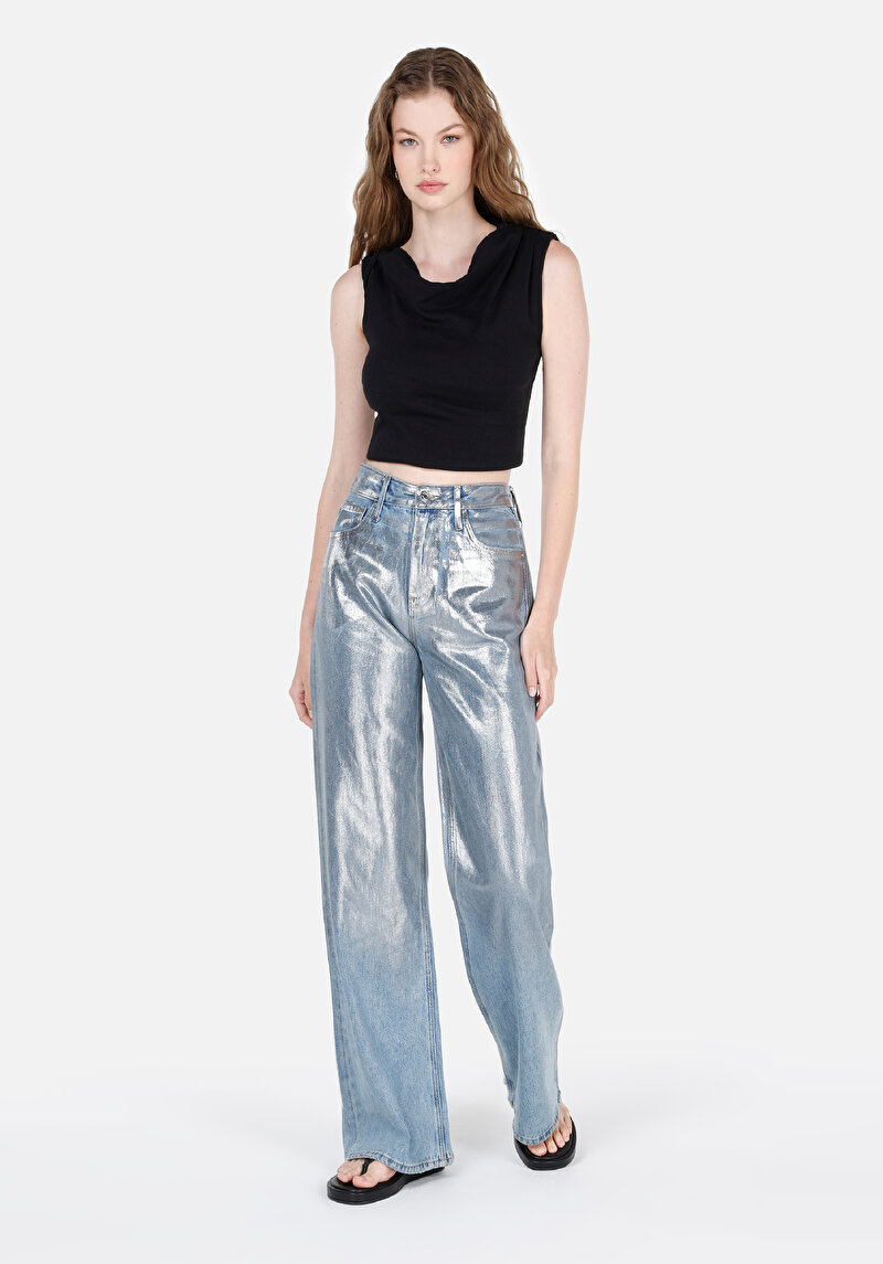 Slim Fit Kayık Yaka Düz Kadın Siyah Kolsuz Tişört