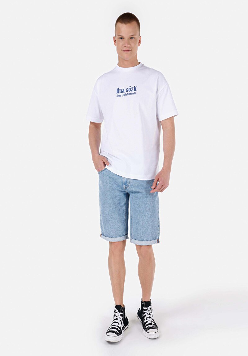 Comfort Fit Yuvarlak Yaka  Kadın Beyaz Kısa Kol Tişört