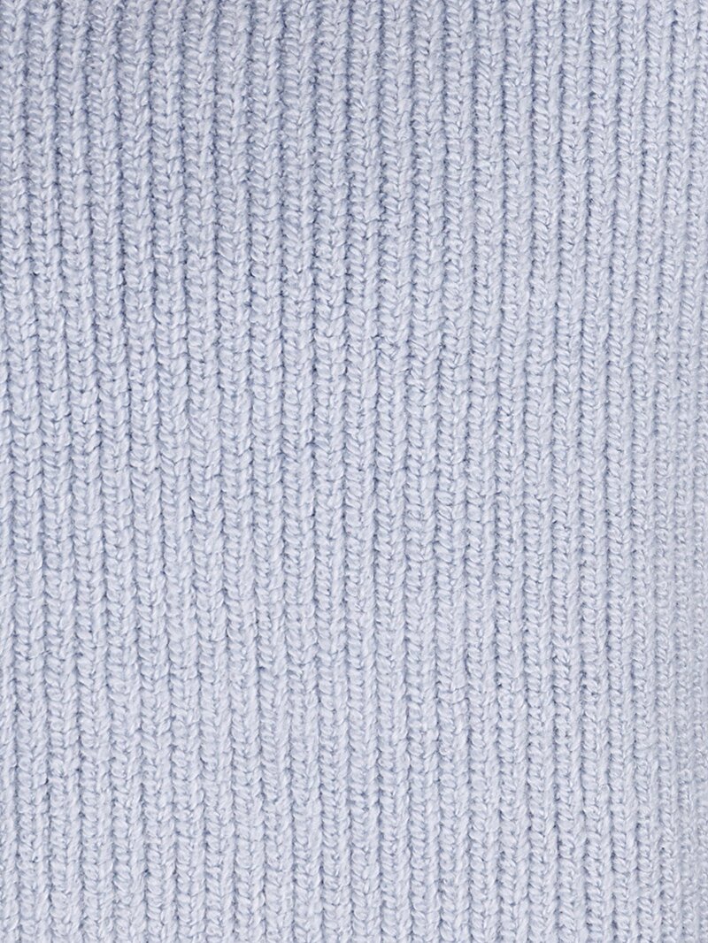 Regular Fit V Yaka Düz Kadın Mavi Triko Kazak