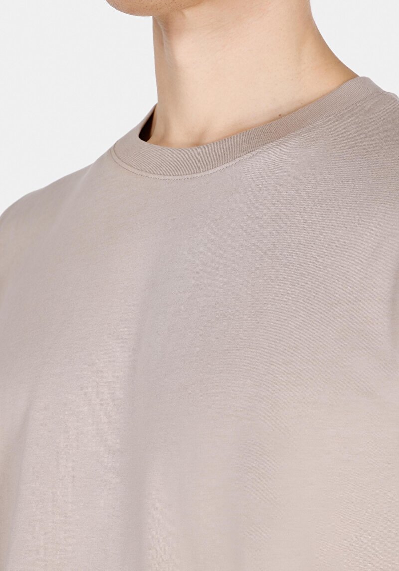 Regular Fit Yuvarlak Yaka Düz Pamuklu Erkek Taş Kısa Kol Tişört