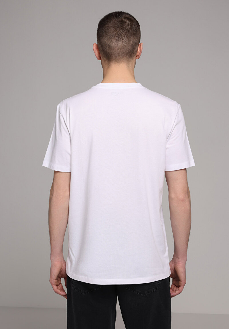 Regular Fit Yuvarlak Yaka Pamuklu Düz Erkek Beyaz Kısa Kol Tişört