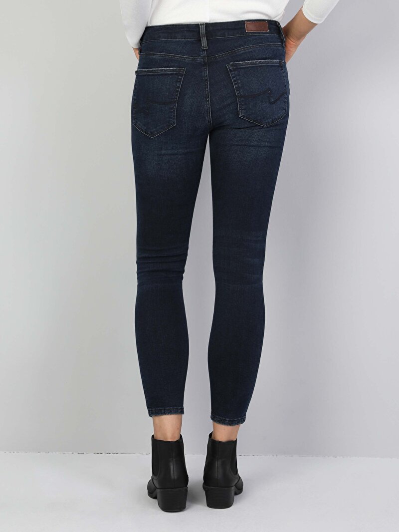 759 Lara Orta Bel Dar Paça Super Slim Fit Koyu Mavi Kadın Jean Pantolon