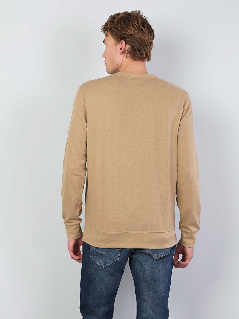 Regular Fit Erkek Camel Sweatshirt
