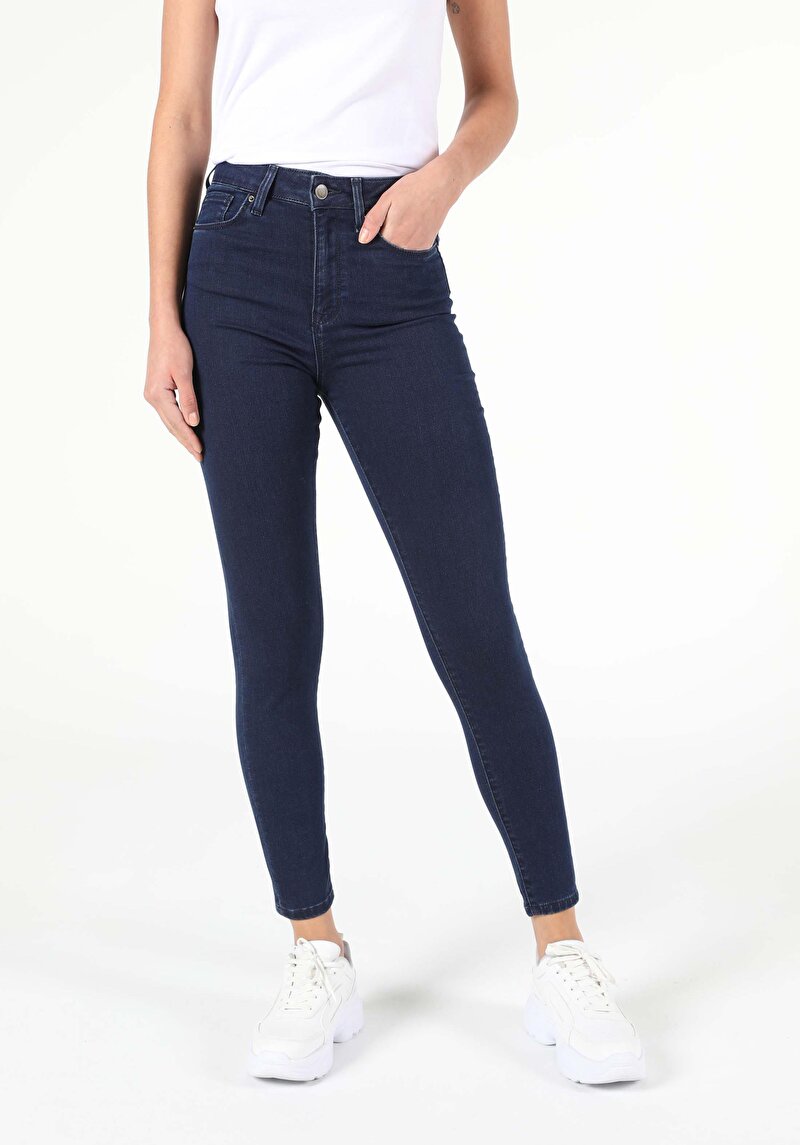 Super Slim Fit Yüksek Bel Dar Paça Kadın Denim Jean Pantolon