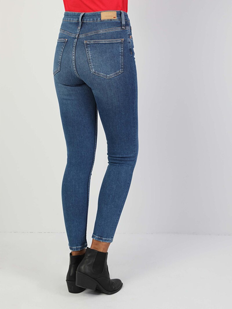 760 Dıana Super Slim Fit Yüksel Bel Dar Paça Kadın Mavi Jean Pantolon Cl1048750