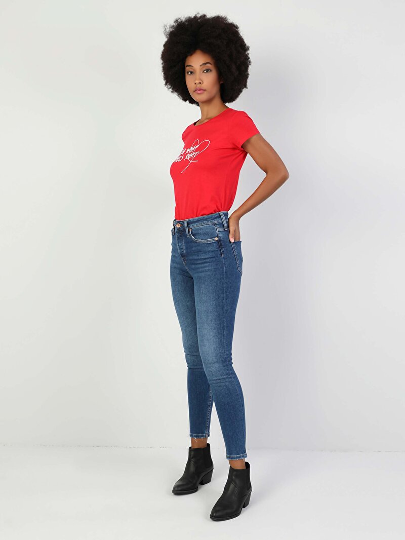 760 Dıana Super Slim Fit Yüksel Bel Dar Paça Kadın Mavi Jean Pantolon Cl1048750