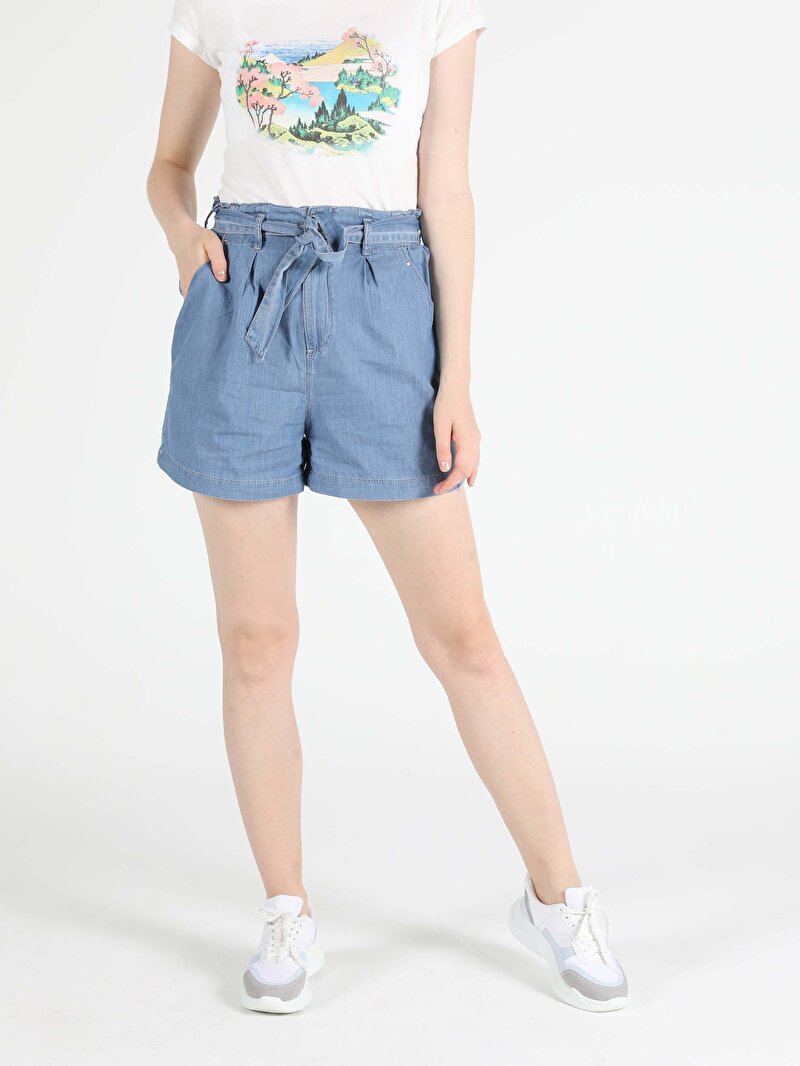 Regular Fit Yüksel Bel Kadın Denim Jean Şort Cl1049734