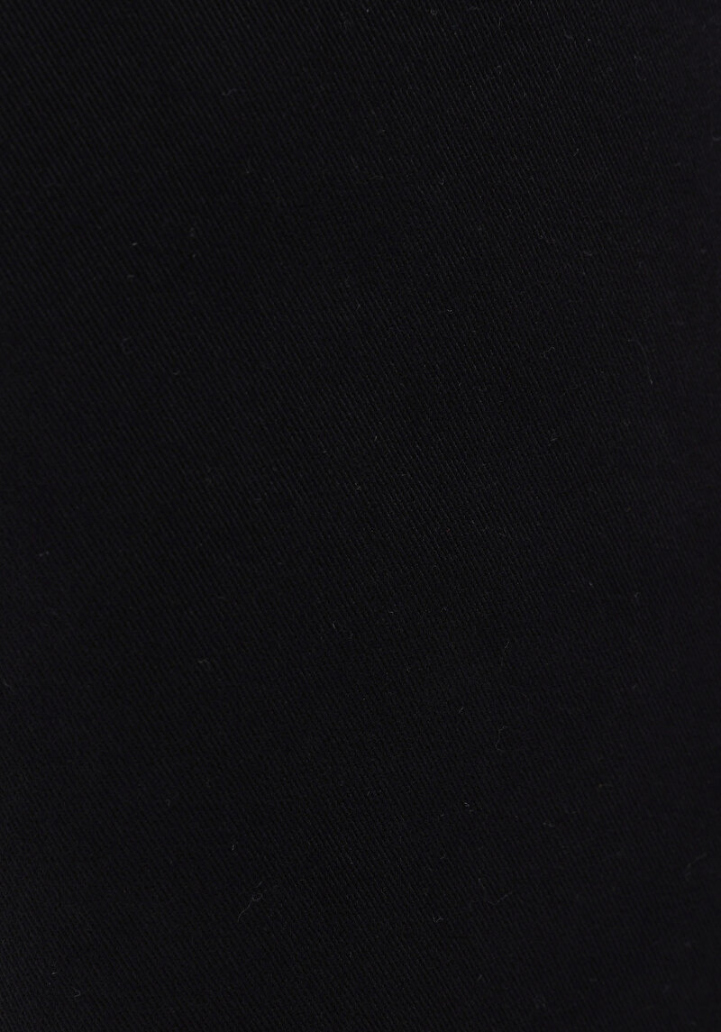 Slim Fit Orta Bel Düz Paça Erkek Siyah Düğmeli Pantolon