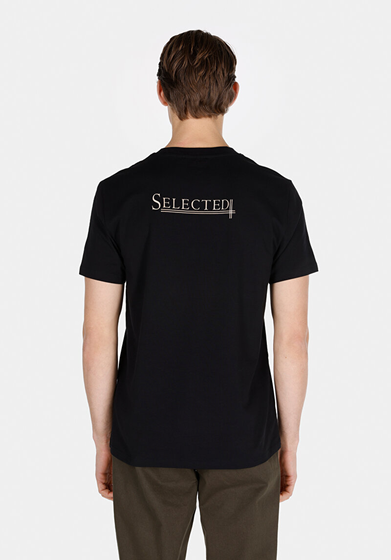 Regular Fit Yuvarlak Yaka Düz Erkek Siyah Kısa Kol Örme Tişört