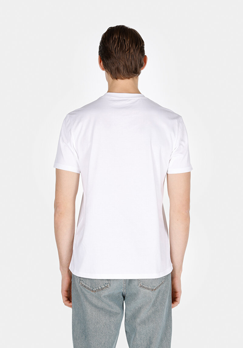 Regular Fit Yuvarlak Yaka Düz Erkek Beyaz Kısa Kol Tişört