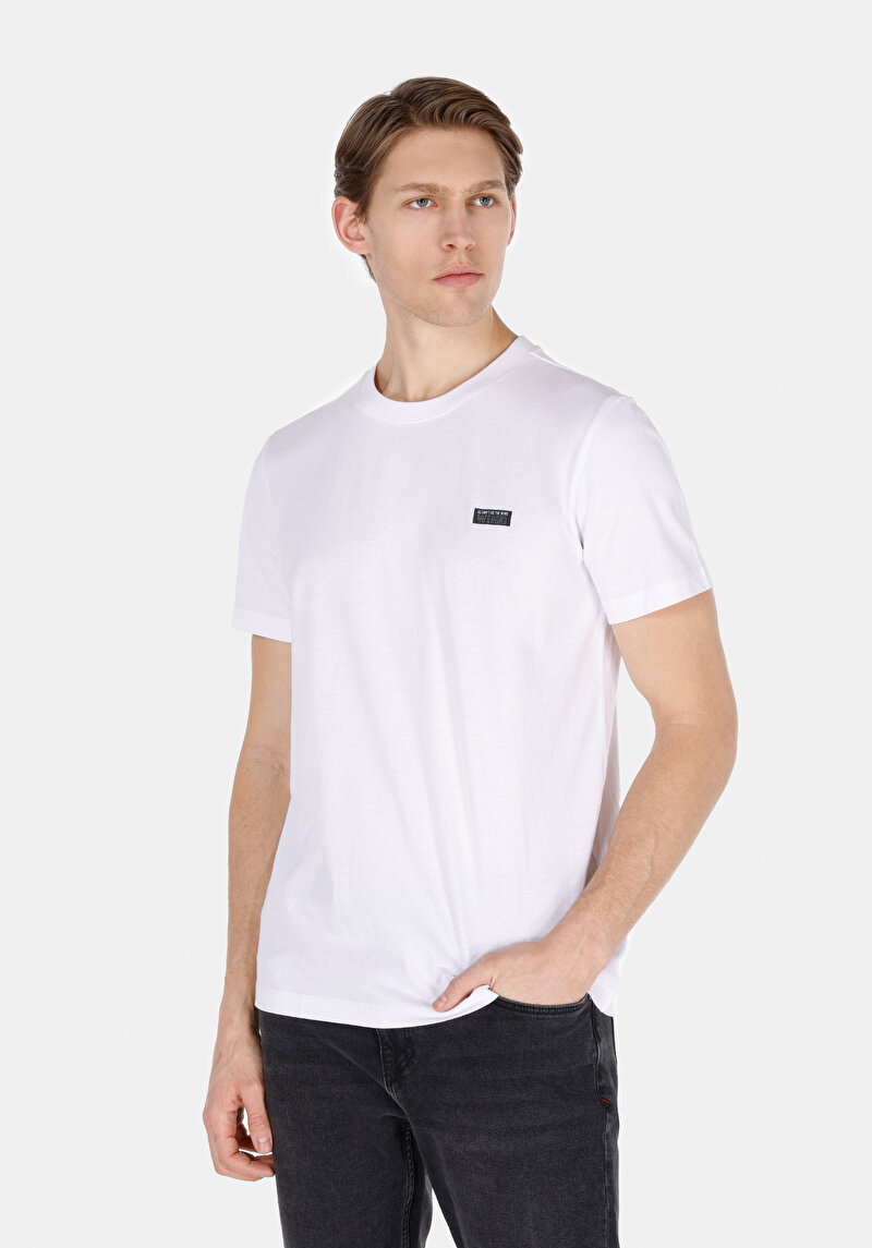 Regular Fit Yuvarlak Yaka Düz Erkek Beyaz Kısa Kol Tişört