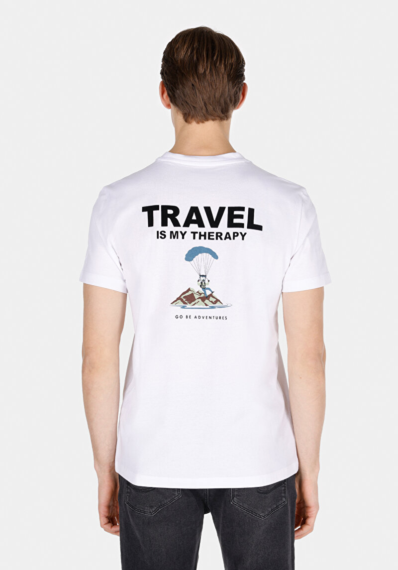 Regular Fit Yuvarlak Yaka Düz Erkek Beyaz Kısa Kol Tişört