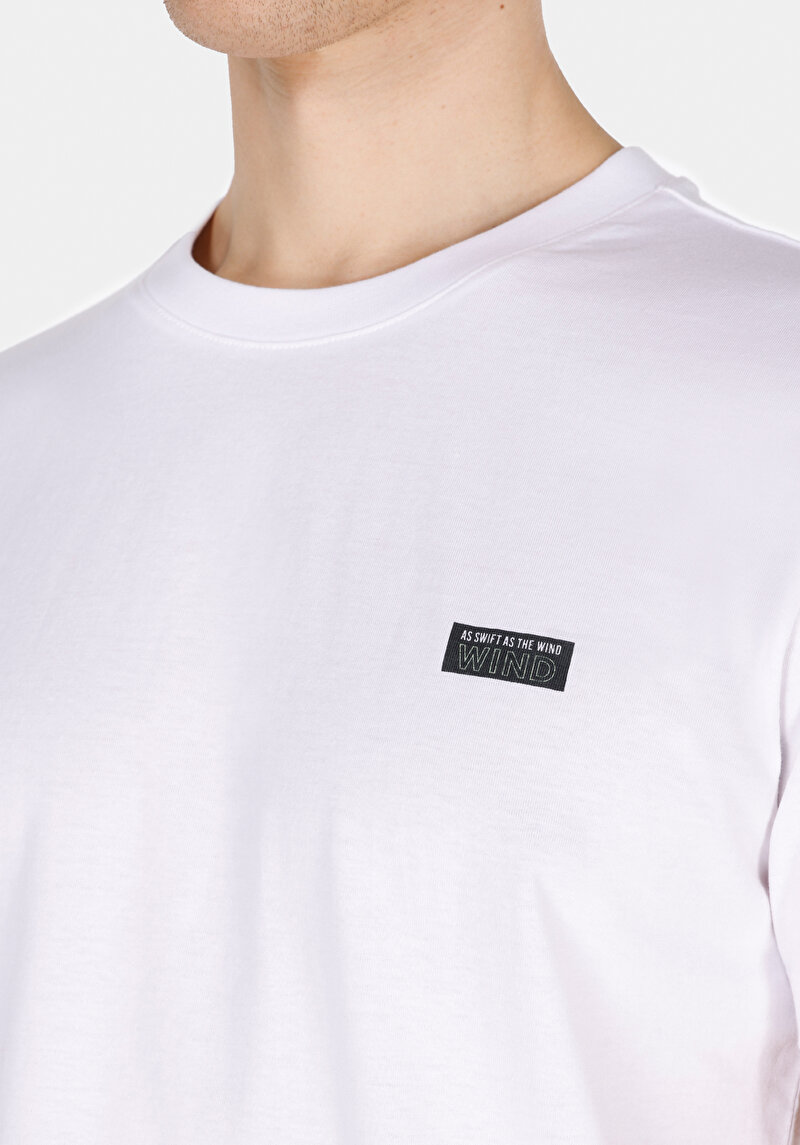 Regular Fit Yuvarlak Yaka Düz Erkek Beyaz Kısa Kol Tişört