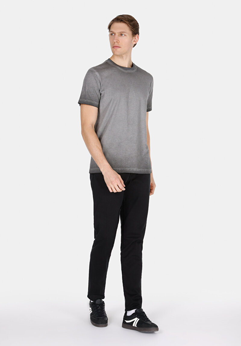 Regular Fit Yuvarlak Yaka Düz Erkek Gri Kısa Kol Tişört