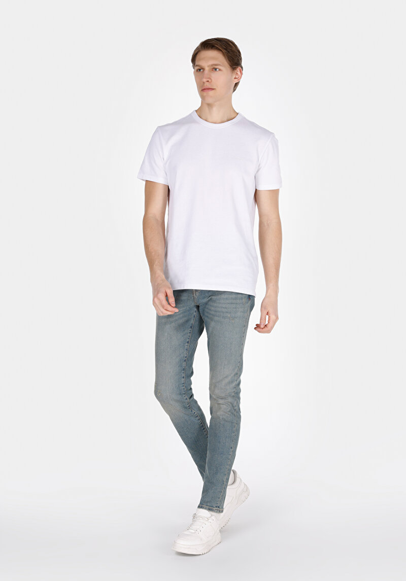 Slim Fit Düşük Bel Dar Paça Cepli Erkek Green Cast Denim Jean Pantolon