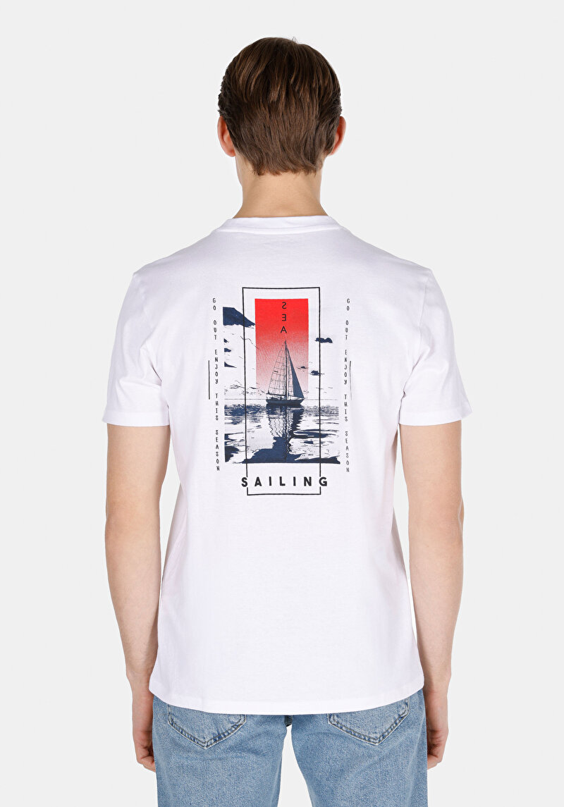 Regular Fit Yuvarlak Yaka Düz Erkek Beyaz Kısa Kol Örme Cepsiz Tişört