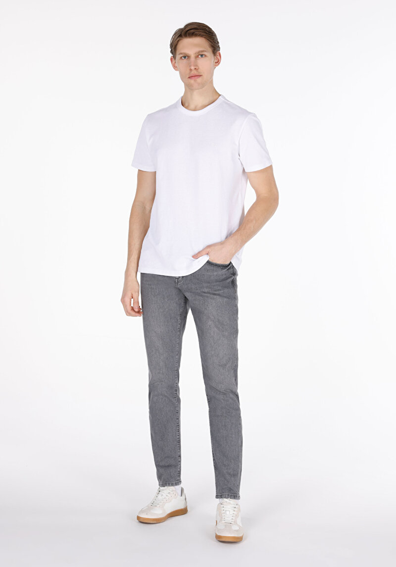 Slim Fit Erkek Gri Jean Pantolon