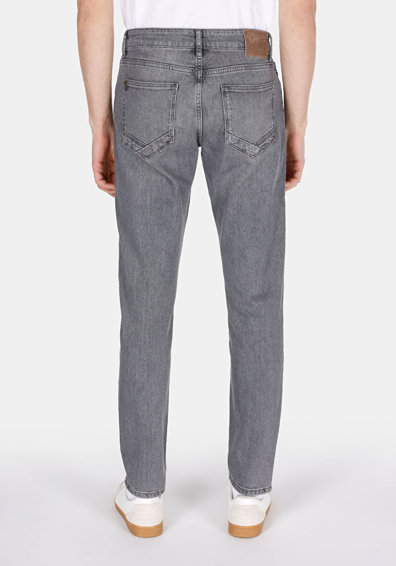 Slim Fit Erkek Gri Jean Pantolon