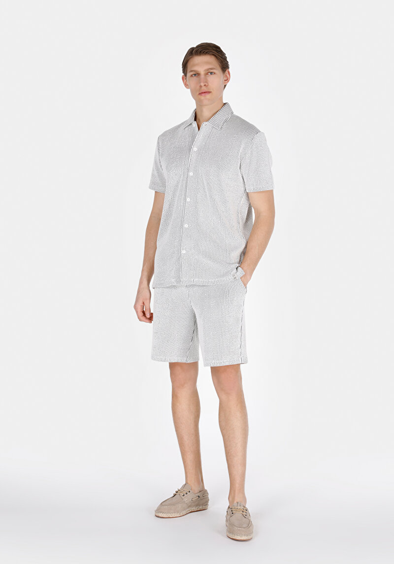 Regular Fit Polo Yaka Jakarlı Erkek Gri Kısa Kol Tişört
