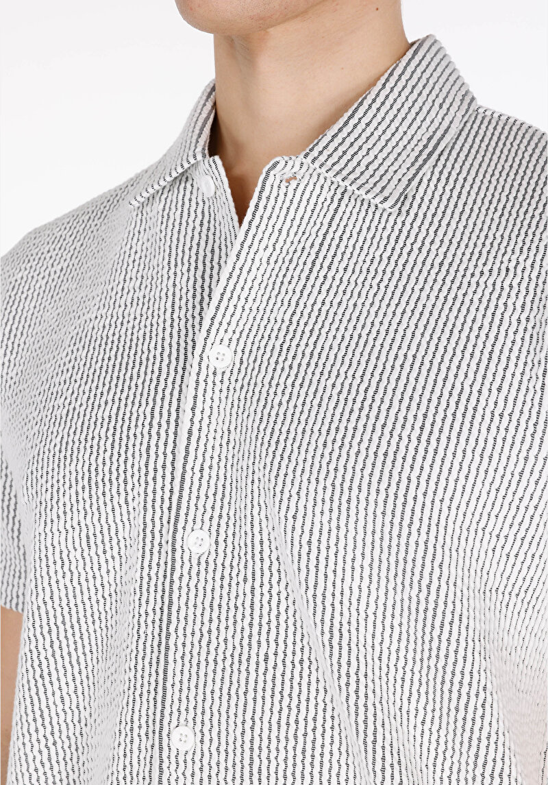 Regular Fit Polo Yaka Jakarlı Erkek Gri Kısa Kol Tişört