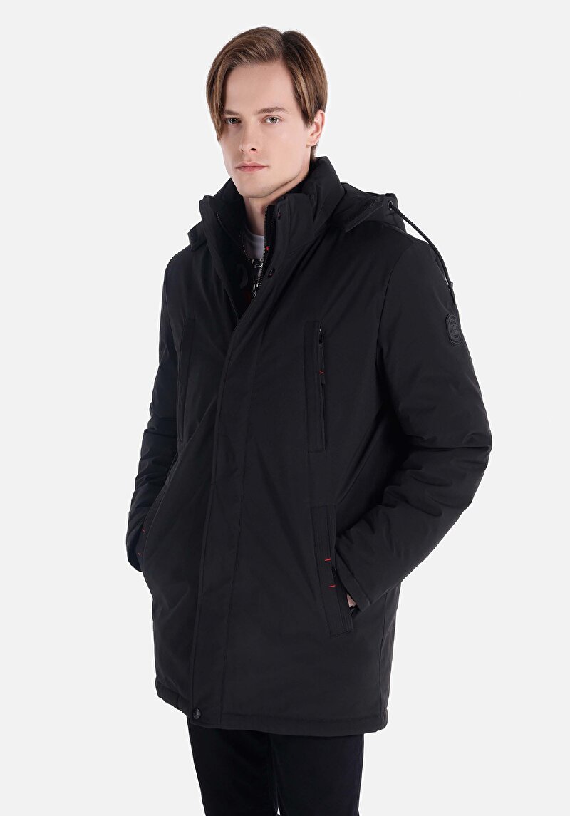 Regular Fit     Erkek Siyah Mont