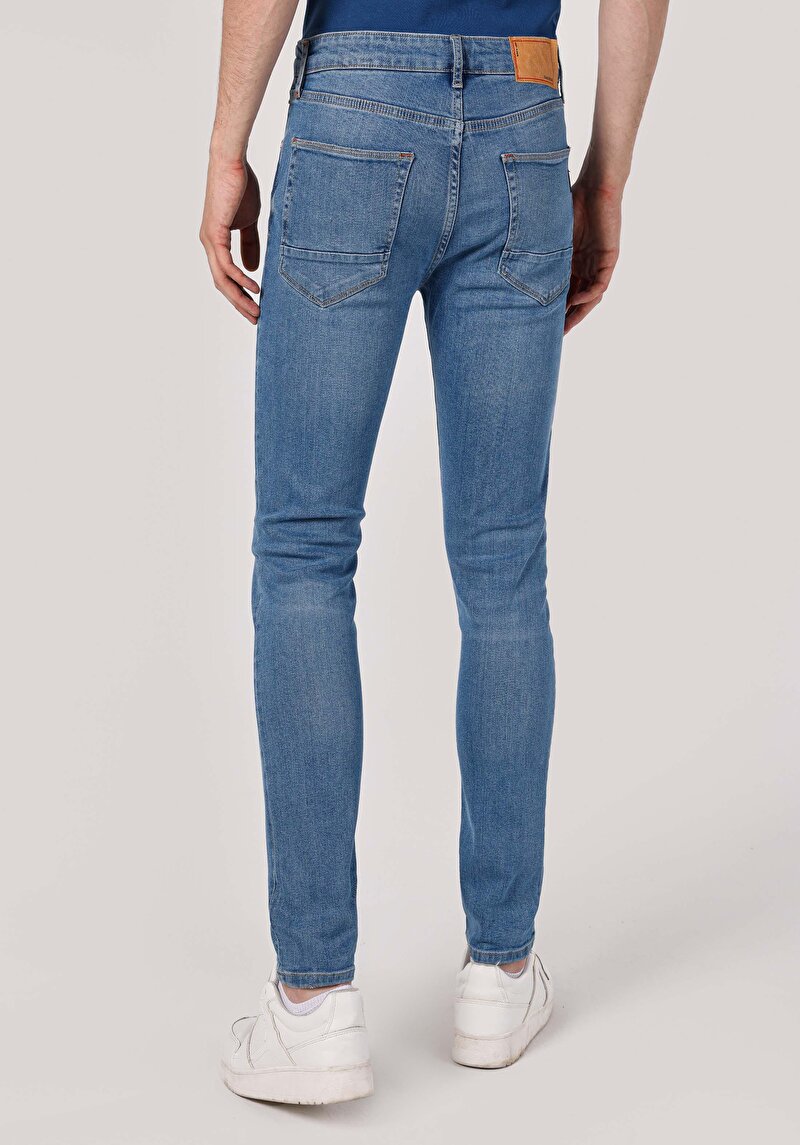 Skinny Fit Erkek İndigo Jean Pantolon