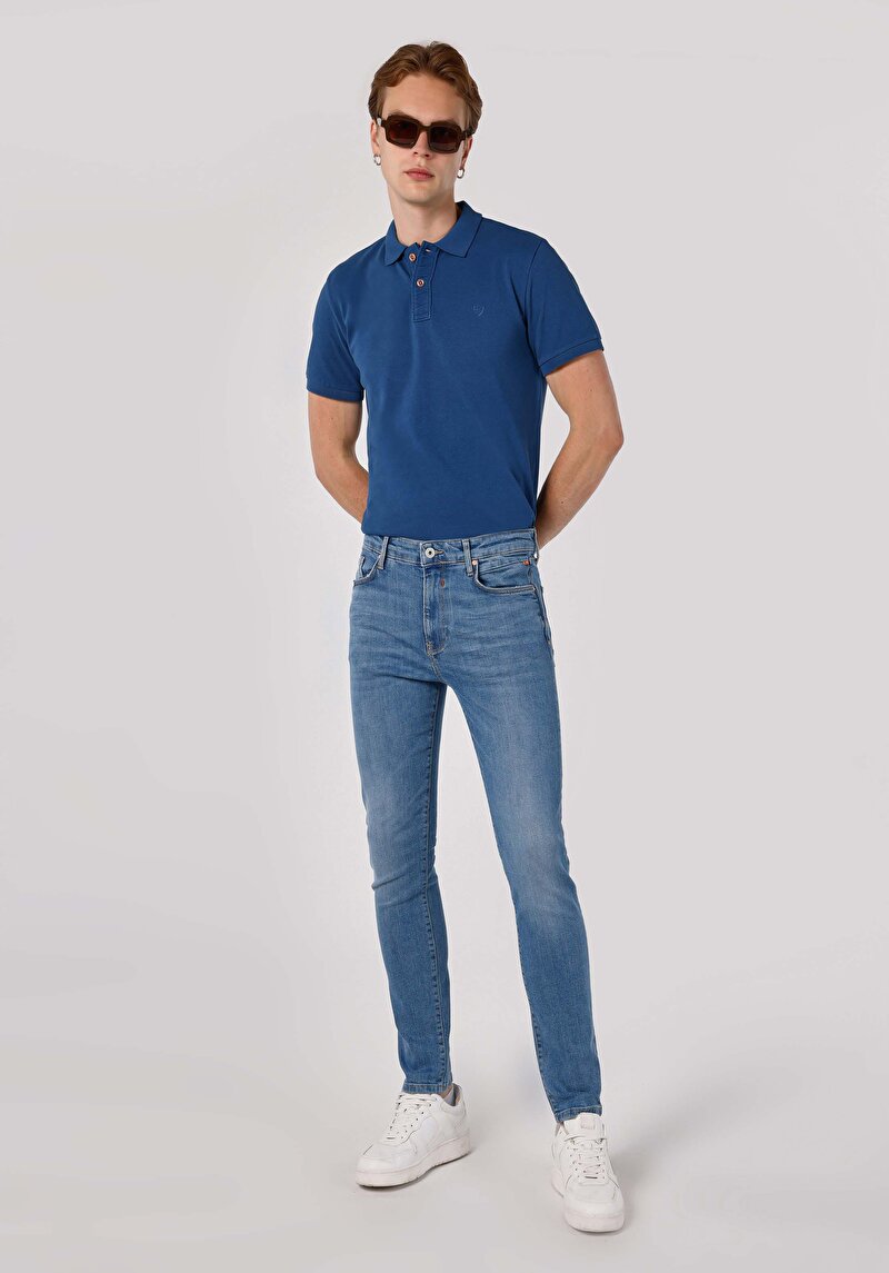 Skinny Fit Erkek İndigo Jean Pantolon
